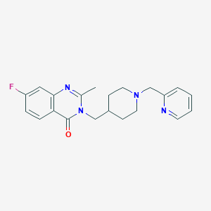molecular formula C21H23FN4O B2677623 7-Fluoro-2-methyl-3-[[1-(pyridin-2-ylmethyl)piperidin-4-yl]methyl]quinazolin-4-one CAS No. 2415633-04-2