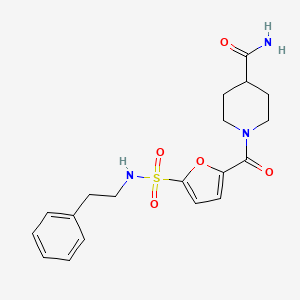 molecular formula C19H23N3O5S B2677627 1-(5-(N-phenethylsulfamoyl)furan-2-carbonyl)piperidine-4-carboxamide CAS No. 1170849-94-1