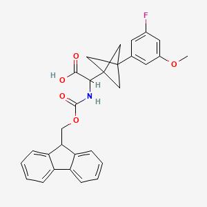 molecular formula C29H26FNO5 B2677631 2-(9H-Fluoren-9-ylmethoxycarbonylamino)-2-[3-(3-fluoro-5-methoxyphenyl)-1-bicyclo[1.1.1]pentanyl]acetic acid CAS No. 2287263-36-7