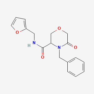 molecular formula C17H18N2O4 B2677634 4-benzyl-N-(furan-2-ylmethyl)-5-oxomorpholine-3-carboxamide CAS No. 1351581-16-2