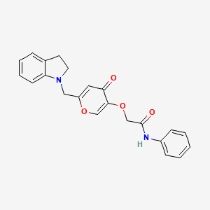 molecular formula C22H20N2O4 B2677638 2-((6-(indolin-1-ylmethyl)-4-oxo-4H-pyran-3-yl)oxy)-N-phenylacetamide CAS No. 898440-47-6