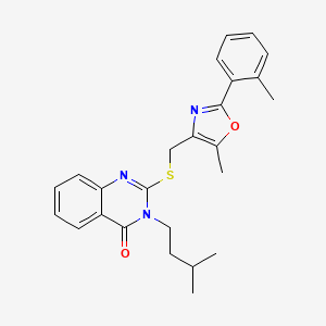 3-isopentyl-2-(((5-methyl-2-(o-tolyl)oxazol-4-yl)methyl)thio)quinazolin-4(3H)-one