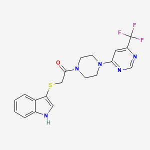 2-((1H-indol-3-yl)thio)-1-(4-(6-(trifluoromethyl)pyrimidin-4-yl)piperazin-1-yl)ethanone