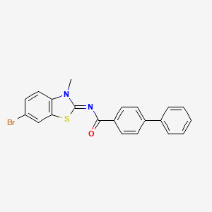 molecular formula C21H15BrN2OS B2677651 N-[(2E)-6-bromo-3-methyl-2,3-dihydro-1,3-benzothiazol-2-ylidene]-[1,1'-biphenyl]-4-carboxamide CAS No. 313660-12-7