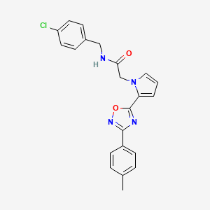 molecular formula C22H19ClN4O2 B2677680 N-(4-chlorobenzyl)-2-{2-[3-(4-methylphenyl)-1,2,4-oxadiazol-5-yl]-1H-pyrrol-1-yl}acetamide CAS No. 1260909-61-2