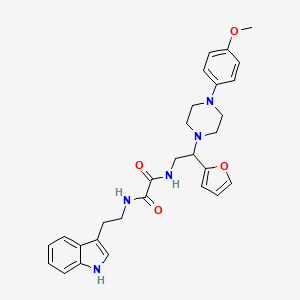 molecular formula C29H33N5O4 B2677681 N1-(2-(1H-indol-3-yl)ethyl)-N2-(2-(furan-2-yl)-2-(4-(4-methoxyphenyl)piperazin-1-yl)ethyl)oxalamide CAS No. 877647-41-1