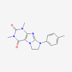 molecular formula C16H17N5O2 B2677684 1,3-Dimethyl-8-(4-methylphenyl)-7,8-dihydro-1H-imidazo[2,1-f]purine-2,4(3H,6H)-dione CAS No. 32086-94-5