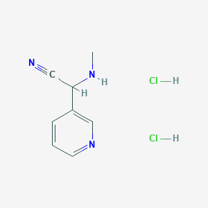 molecular formula C8H11Cl2N3 B2677685 2-(Methylamino)-2-(pyridin-3-yl)acetonitrile dihydrochloride CAS No. 1797304-60-9