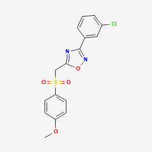molecular formula C16H13ClN2O4S B2677686 3-(3-Chlorophenyl)-5-(((4-methoxyphenyl)sulfonyl)methyl)-1,2,4-oxadiazole CAS No. 1105210-56-7