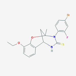 molecular formula C19H18BrFN2O2S B2677693 10-(4-bromo-2-fluorophenyl)-6-ethoxy-9-methyl-8-oxa-10,12-diazatricyclo[7.3.1.0^{2,7}]trideca-2,4,6-triene-11-thione CAS No. 1019160-94-1