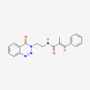 molecular formula C19H18N4O2 B2677695 (E)-2-methyl-N-(2-(4-oxobenzo[d][1,2,3]triazin-3(4H)-yl)ethyl)-3-phenylacrylamide CAS No. 2035003-68-8