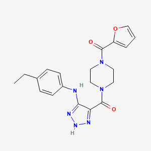 molecular formula C20H22N6O3 B2677696 N-(4-ethylphenyl)-4-[4-(furan-2-carbonyl)piperazine-1-carbonyl]-1H-1,2,3-triazol-5-amine CAS No. 1291854-67-5