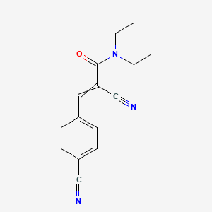 molecular formula C15H15N3O B2677698 2-cyano-3-(4-cyanophenyl)-N,N-diethylprop-2-enamide CAS No. 940844-85-9