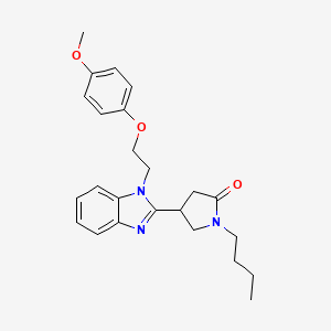 molecular formula C24H29N3O3 B2677699 1-Butyl-4-{1-[2-(4-methoxyphenoxy)ethyl]benzimidazol-2-yl}pyrrolidin-2-one CAS No. 912896-36-7