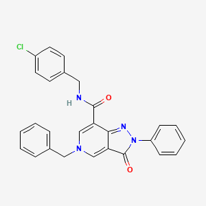 molecular formula C27H21ClN4O2 B2677702 5-benzyl-N-(4-chlorobenzyl)-3-oxo-2-phenyl-3,5-dihydro-2H-pyrazolo[4,3-c]pyridine-7-carboxamide CAS No. 923140-66-3