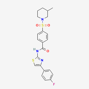 molecular formula C22H22FN3O3S2 B2677709 N-(4-(4-fluorophenyl)thiazol-2-yl)-4-((3-methylpiperidin-1-yl)sulfonyl)benzamide CAS No. 683264-31-5
