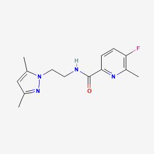 molecular formula C14H17FN4O B2677710 N-[2-(3,5-Dimethylpyrazol-1-yl)ethyl]-5-fluoro-6-methylpyridine-2-carboxamide CAS No. 2415530-88-8