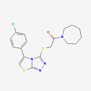 molecular formula C18H19ClN4OS2 B2677712 1-(Azepan-1-yl)-2-((5-(4-chlorophenyl)thiazolo[2,3-c][1,2,4]triazol-3-yl)thio)ethanone CAS No. 671199-99-8