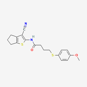 molecular formula C19H20N2O2S2 B2677713 N-(3-cyano-5,6-dihydro-4H-cyclopenta[b]thiophen-2-yl)-4-((4-methoxyphenyl)thio)butanamide CAS No. 941877-76-5