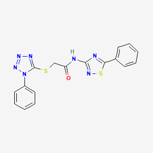 molecular formula C17H13N7OS2 B2677735 N-(5-phenyl-1,2,4-thiadiazol-3-yl)-2-[(1-phenyl-1H-1,2,3,4-tetrazol-5-yl)sulfanyl]acetamide CAS No. 690246-22-1