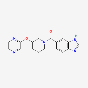 molecular formula C17H17N5O2 B2677753 5-[3-(pyrazin-2-yloxy)piperidine-1-carbonyl]-1H-1,3-benzodiazole CAS No. 2034473-21-5