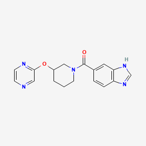 molecular formula C17H17N5O2 B2677753 (1H-benzo[d]imidazol-5-yl)(3-(pyrazin-2-yloxy)piperidin-1-yl)methanone CAS No. 2034473-21-5