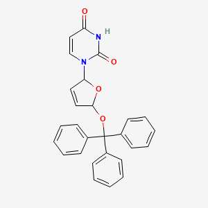 molecular formula C27H22N2O4 B2677755 1-[5-(trityloxy)-2,5-dihydro-2-furanyl]-2,4(1H,3H)-pyrimidinedione CAS No. 866154-11-2