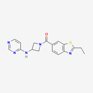 molecular formula C17H17N5OS B2677761 N-[1-(2-ethyl-1,3-benzothiazole-6-carbonyl)azetidin-3-yl]pyrimidin-4-amine CAS No. 2097911-80-1