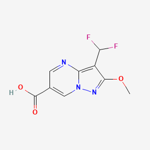 molecular formula C9H7F2N3O3 B2677762 3-(Difluoromethyl)-2-methoxypyrazolo[1,5-a]pyrimidine-6-carboxylic acid CAS No. 2248335-39-7