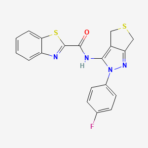 molecular formula C19H13FN4OS2 B2677766 N-[2-(4-fluorophenyl)-2H,4H,6H-thieno[3,4-c]pyrazol-3-yl]-1,3-benzothiazole-2-carboxamide CAS No. 1226451-33-7