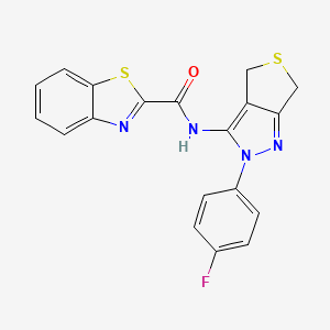 molecular formula C19H13FN4OS2 B2677766 N-(2-(4-fluorophenyl)-4,6-dihydro-2H-thieno[3,4-c]pyrazol-3-yl)benzo[d]thiazole-2-carboxamide CAS No. 1226451-33-7