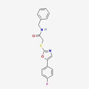 molecular formula C18H15FN2O2S B2677779 N-benzyl-2-{[5-(4-fluorophenyl)-1,3-oxazol-2-yl]sulfanyl}acetamide CAS No. 1040658-29-4