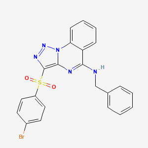 molecular formula C22H16BrN5O2S B2677789 N-BENZYL-3-(4-BROMOBENZENESULFONYL)-[1,2,3]TRIAZOLO[1,5-A]QUINAZOLIN-5-AMINE CAS No. 895640-15-0