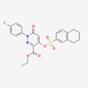molecular formula C23H21FN2O6S B2677802 Ethyl 1-(4-fluorophenyl)-6-oxo-4-(((5,6,7,8-tetrahydronaphthalen-2-yl)sulfonyl)oxy)-1,6-dihydropyridazine-3-carboxylate CAS No. 899728-51-9