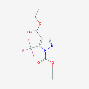 molecular formula C12H15F3N2O4 B2677807 1-(tert-Butyl) 4-ethyl 5-(trifluoromethyl)-1H-pyrazole-1,4-dicarboxylate CAS No. 1006492-02-9