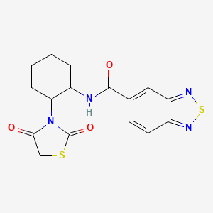 molecular formula C16H16N4O3S2 B2677809 N-[2-(2,4-dioxo-1,3-thiazolidin-3-yl)cyclohexyl]-2,1,3-benzothiadiazole-5-carboxamide CAS No. 942814-43-9