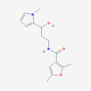 molecular formula C15H20N2O3 B2677846 N-(3-hydroxy-3-(1-methyl-1H-pyrrol-2-yl)propyl)-2,5-dimethylfuran-3-carboxamide CAS No. 1795358-57-4