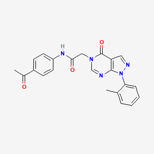 molecular formula C22H19N5O3 B2677860 N-(4-acetylphenyl)-2-[1-(2-methylphenyl)-4-oxo-1H,4H,5H-pyrazolo[3,4-d]pyrimidin-5-yl]acetamide CAS No. 895010-93-2