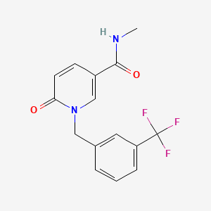 molecular formula C15H13F3N2O2 B2677873 N-methyl-6-oxo-1-[3-(trifluoromethyl)benzyl]-1,6-dihydro-3-pyridinecarboxamide CAS No. 338783-59-8