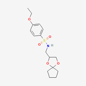 molecular formula C16H23NO5S B2677905 N-(1,4-dioxaspiro[4.4]nonan-2-ylmethyl)-4-ethoxybenzenesulfonamide CAS No. 899734-04-4