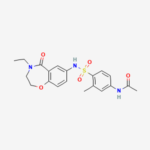 molecular formula C20H23N3O5S B2677906 N-(4-(N-(4-ethyl-5-oxo-2,3,4,5-tetrahydrobenzo[f][1,4]oxazepin-7-yl)sulfamoyl)-3-methylphenyl)acetamide CAS No. 922553-69-3