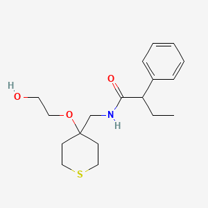 molecular formula C18H27NO3S B2677966 N-{[4-(2-hydroxyethoxy)thian-4-yl]methyl}-2-phenylbutanamide CAS No. 2320663-49-6