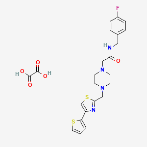 molecular formula C23H25FN4O5S2 B2677980 N-(4-fluorobenzyl)-2-(4-((4-(thiophen-2-yl)thiazol-2-yl)methyl)piperazin-1-yl)acetamide oxalate CAS No. 1216885-11-8