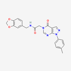 molecular formula C22H19N5O4 B2677989 N-[(2H-1,3-benzodioxol-5-yl)methyl]-2-[1-(4-methylphenyl)-4-oxo-1H,4H,5H-pyrazolo[3,4-d]pyrimidin-5-yl]acetamide CAS No. 863446-81-5