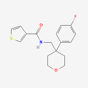 B2677997 N-((4-(4-fluorophenyl)tetrahydro-2H-pyran-4-yl)methyl)thiophene-3-carboxamide CAS No. 1251576-95-0
