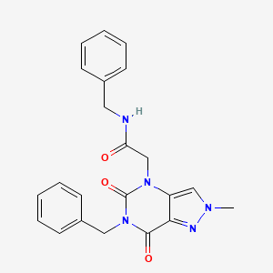 molecular formula C22H21N5O3 B2678000 N-benzyl-2-{6-benzyl-2-methyl-5,7-dioxo-2H,4H,5H,6H,7H-pyrazolo[4,3-d]pyrimidin-4-yl}acetamide CAS No. 951617-93-9