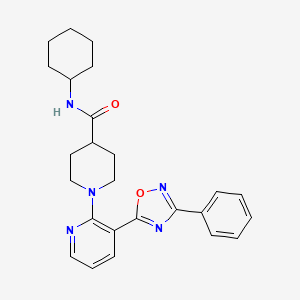 molecular formula C25H29N5O2 B2678027 N-cyclohexyl-1-[3-(3-phenyl-1,2,4-oxadiazol-5-yl)pyridin-2-yl]piperidine-4-carboxamide CAS No. 1359537-53-3