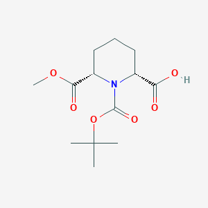 molecular formula C13H21NO6 B2678029 rac-(2R,6S)-1-[(tert-butoxy)carbonyl]-6-(methoxycarbonyl)piperidine-2-carboxylicacid,cis CAS No. 2490322-80-8