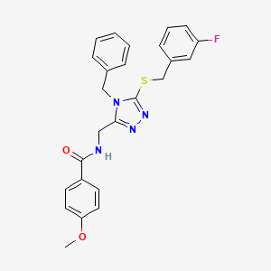 molecular formula C25H23FN4O2S B2678056 N-((4-benzyl-5-((3-fluorobenzyl)thio)-4H-1,2,4-triazol-3-yl)methyl)-4-methoxybenzamide CAS No. 476435-18-4