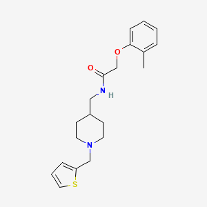 molecular formula C20H26N2O2S B2678096 N-((1-(thiophen-2-ylmethyl)piperidin-4-yl)methyl)-2-(o-tolyloxy)acetamide CAS No. 954023-50-8